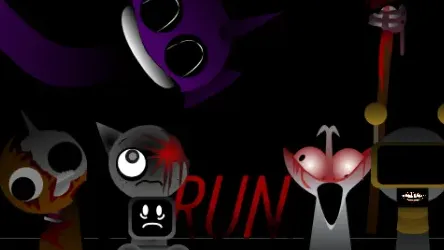 Sprunki Phase 7 gameplay with neon-lit horror visuals and 7-layer mixing interface